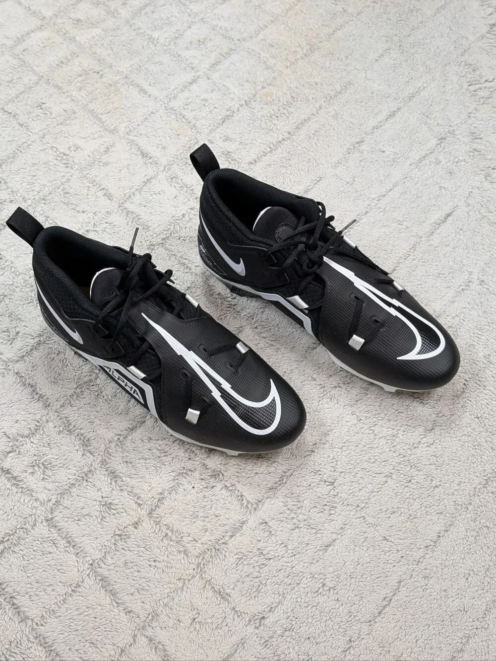 Nike Alpha Menace Pro 3 Black White Football Cleats Mens Sz 15 CT6649-001 NEW